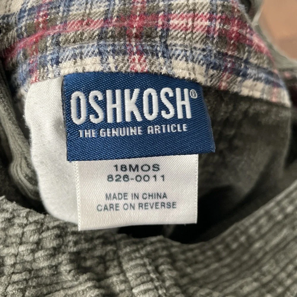 Vintage‎ Oshkosh Olive Green Corduroy Overalls Boys Girls 18 Month Toddler
